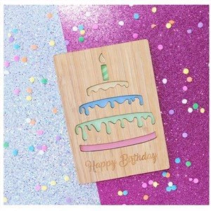Wooden Birthday Greeting Card